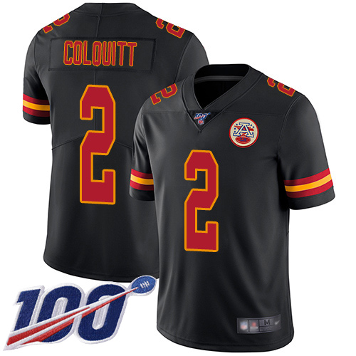 Men Kansas City Chiefs #2 Colquitt Dustin Limited Black Rush Vapor Untouchable 100th Season Football Nike NFL Jersey->kansas city chiefs->NFL Jersey